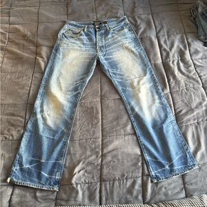 Ed Hardy Light Blue Relaxed Distressed Jeans